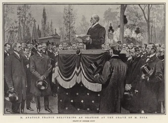 M. Anatole France hält eine Rede am Grab von M. Zola